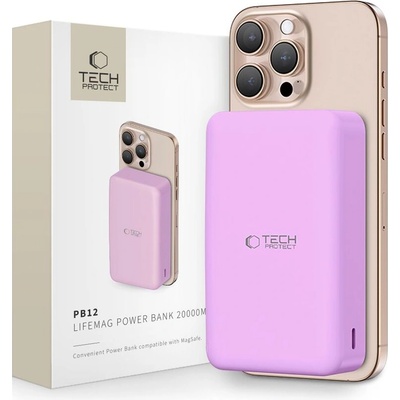 Tech-Protect Външна батерия с MagSafe 15W от Tech-Protect PB12 LifeMag 20 000 mAh - Лилав (5906302375813)