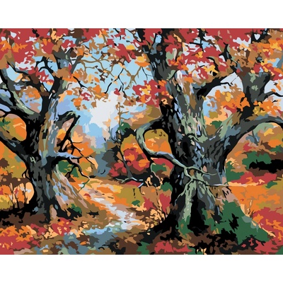 zuty Malování podle čísel Stromy a podzimní krajina 100 x 80 cm bez rámu a bez vypnutí plátna