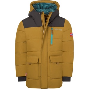 TROLLKIDS Детско зимно яке Trollkids Kid's Torsvag Parka Winter jacket - Bronze / Black / Stormy Blue - размер 128 (EU) (703-7241-0116)