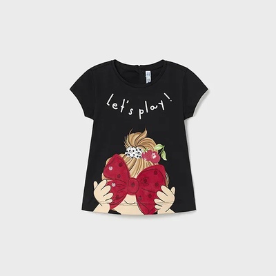 MAYORAL Тениска с къс ръкав с цветна апликация за бебе момиче Майорал в черно