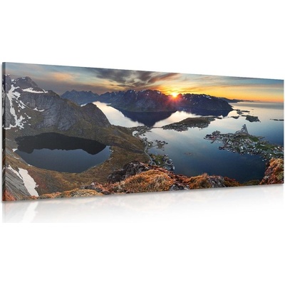 Obraz očarujúca horská panoráma so západom slnka