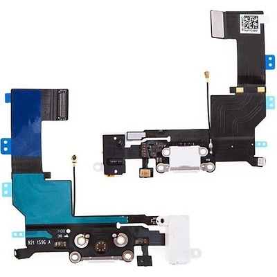 AppleMix Napájací a dátový konektor s flex káblom + audio jack konektor pre Apple iPhone 5S - biely - kvalita A+