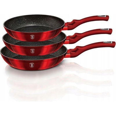 Berlinger Haus Tradiční pánev Metallic Line Burgundy Edition 28 cm s mramorovým povrchem