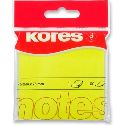 Kores samolepicí bloček neon žlutý 75 x 75 mm, 100 listů – Zbozi.Blesk.cz