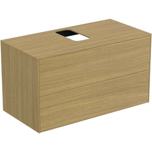 Ideal Standard Стенен шкаф Ideal Standard Atelier Conca, светло дъбово покритие, 2 чекмеджета и плот с централен изрез 100 см (T3942Y6)