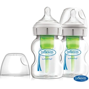 Dr. Brown's DR. BROWN'S Бутилка против колики Options+ широко гърло 2x150 мл стъкло