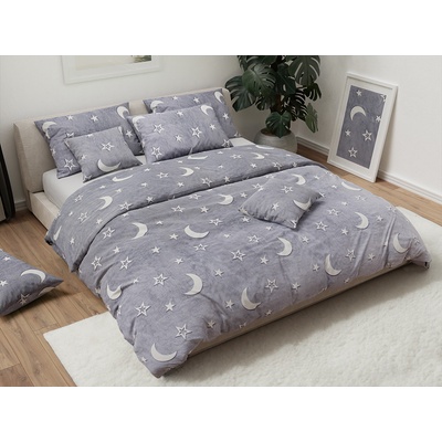 Textilomanie Svietiace obliečky mikroplyš BIG MOON sivé 70x90 140x200