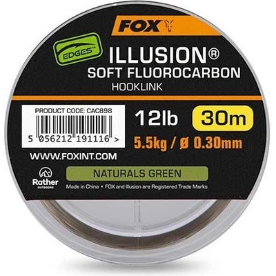 Fox Fluorocarbon Edges Illusion Soft Hooklink Naturals Green 30 m 0,39 mm 8,6 kg