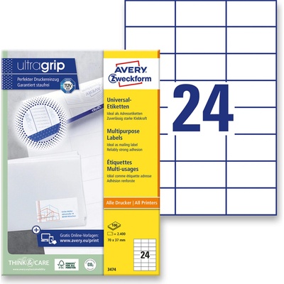Avery Zweckform 3474 univerzální etikety 70,0 x 37,0 mm 2400 etiket bílé