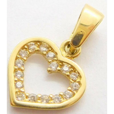 Klenoty Budín Dámský zlatý přívěsek se zirkony srdce 28461