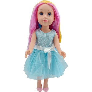 Moni Кукла Moni Toys - Darling Doll, с цветна коса и синя рокля, 46 cm (111824)