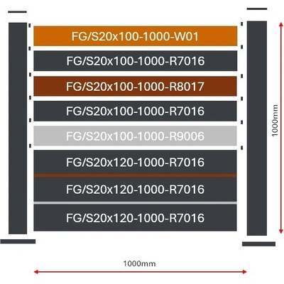 UMAKOV Vzorek plotu 1x1m s kotvením pro ploché latě FG/S20, FG/Sample-02