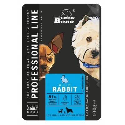 Super Benek SUPER BENO Възрастни кучета за малки и средни кучета с заек 100g