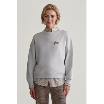 Gant Script Graphic C-Neck Sweat Pale Grey Melange