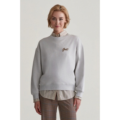 Gant Script Graphic C-Neck Sweat Pale Grey Melange