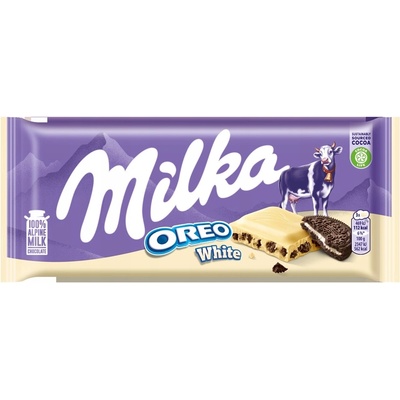 Milka Oreo White Milka chocolate бял шоколад и бисквити на парченца 80гр