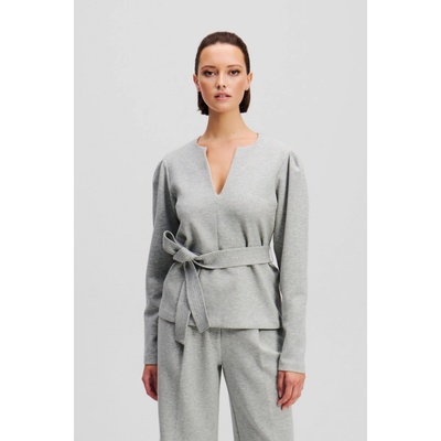 Karl Lagerfeld Double Jersey Vneck Sweatshirt Light Grey Melange