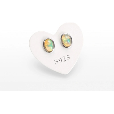 SVĚT KAMENŮ s.r.o. Stříbrné náušnice opál v objímce ovál 00250597