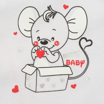 New Baby Dojčenské dupačky Mouse biele