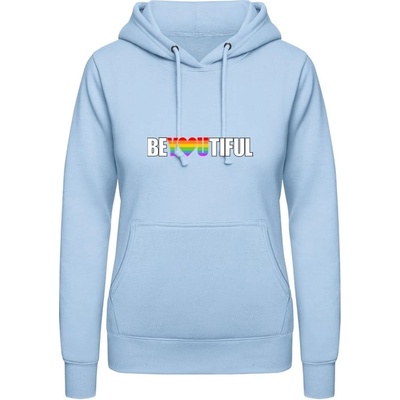 AWDis Dámska LGBTI mikina Nápis BeYOUtiful nebeská modrá