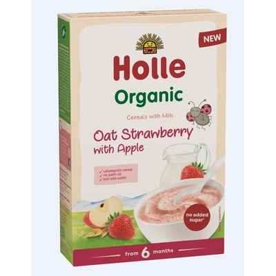 HOLLE Bio ovsená mliečna kaša s jablkom a jahodami 250 g
