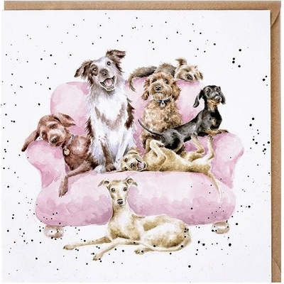Wrendale Designs Přání Wrendale Designs "Movie Night ", 15x15 cm - Psi na sedačce