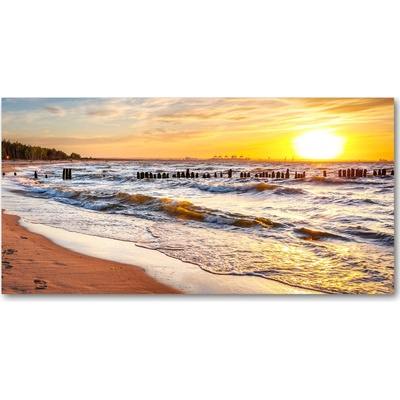 Foto obraz sklo tvrzené Západ slnka pláž 100x50 cm