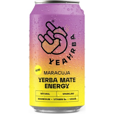 Yeahrba Mate Vitamínová voda Maracuje perlivá plech 24 x 0,33 l