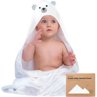 KeaBabies Бебешка Хавлия С Качулка От Органичен Бамбук Бяло Мече Keababies