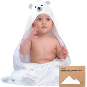 KeaBabies Бебешка Хавлия с качулка От Органичен Бамбук Бяло Мече KeaBabies
