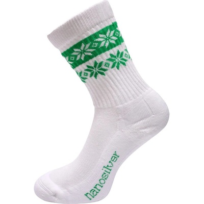 Nanosilver Termo ponožky se stříbrem SNOW bílo/zelená