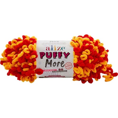 Alize příze Puffy More 6630 červená a žlutá