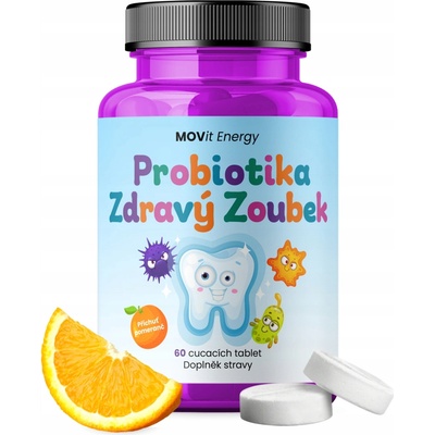 MOVit Probiotika Zdravý zoubek pomeranč 60 tabliet