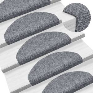 vidaXL Изтривалки за стълби, самозалепващи се, 15 бр. , 65x21x4 см, светлосиви, полукръгли, големи