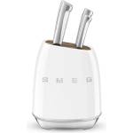 Smeg Комплект ножове със стойка smeg kbsf02wh, 7 части, Слотове от акациево дърво, Немска неръждаема стомана, Бял (kbsf02wh)