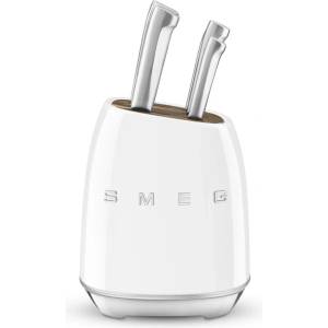 Smeg Комплект ножове със стойка smeg kbsf02wh, 7 части, Слотове от акациево дърво, Немска неръждаема стомана, Бял (kbsf02wh)