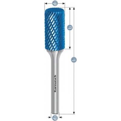 Karnasch Professional Tools Válcová fréza na kov Karnasch D 8,0×19 S6 L64 mm, s rádiusem, povlakovaná, HP-3