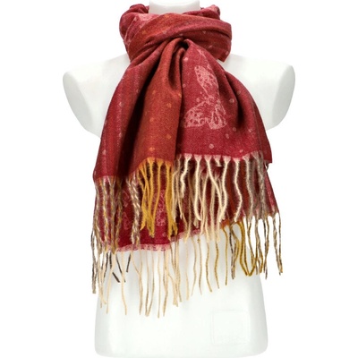 Cashmere dámsky červený teplý dlhý zimný šál