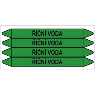 Značení potrubí, říční voda,4 ks, 250 × 26 mm PZ 009024