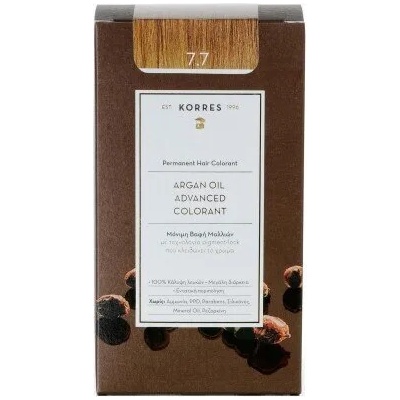 KORRES Боя за коса с технология pigment-lock с Арганово масло Мока . , Korres Argan Oil Advanced Colorant 50ml Permanent Hair Colorant 7.7 Mocha