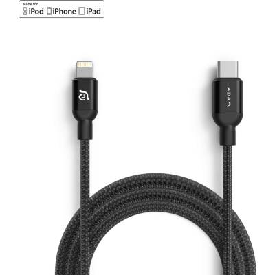 ADAM elements PeAk II Lightning to USB-C Cable - MFI сертифициран USB-C към Lightning кабел за Apple устройства с Lightning порт (120 см) (черен)