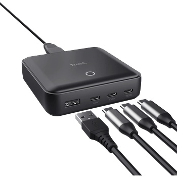 Trust Зарядно устройство за телефони Trust - Maxo (4 порта; 100 W; USB + 3x USB-C; черно) 25242 (25242)