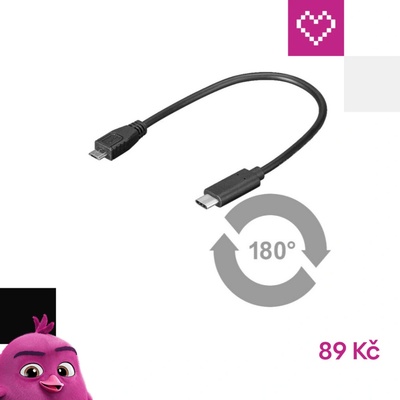 PremiumCord kur31-02 USB 3.1 konektor C/male - USB 2.0 konektor Micro-B/male, 0,2m