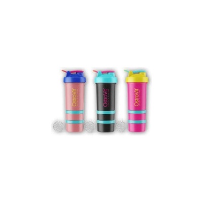 Ostrovit Shaker premium Miami vibes 450ml + 2 pillboxy - žluto-růžový