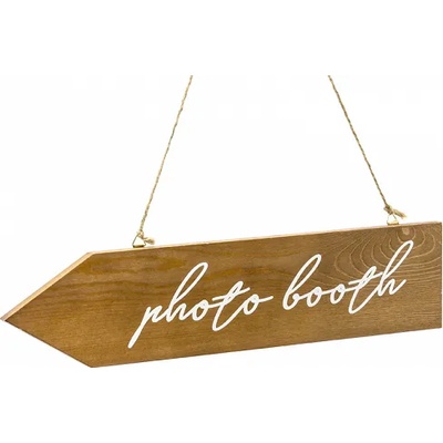 PartyDeco Дървена украса - Пътепоказател Photo booth, кафяв