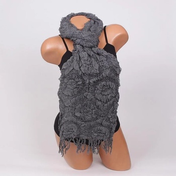 Image 1 of Красив шал в графитено с ефектни цветя