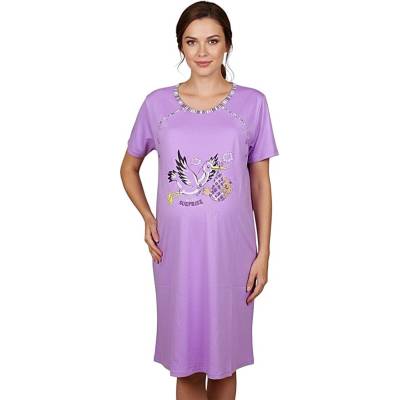 Нощница за кърмачки в лилаво с щъркел и раиран кант