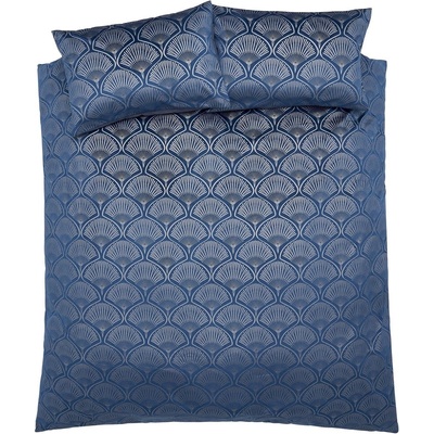 Catherine Lansfield Синьо двойно удължено спално бельо 230x220 cm Art Deco Pearl - Catherine Lansfield (BD/56948/W/KQS/NA)