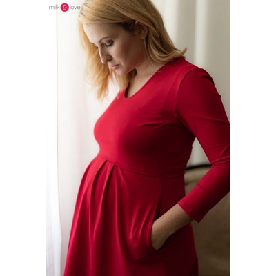 Šaty na dojčenie 7/8 rukáv Carry Red Dress
