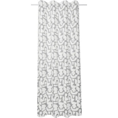 Závěs s řasící páskou Chenille s grafickým vzorem šedý 245 x 135 cm